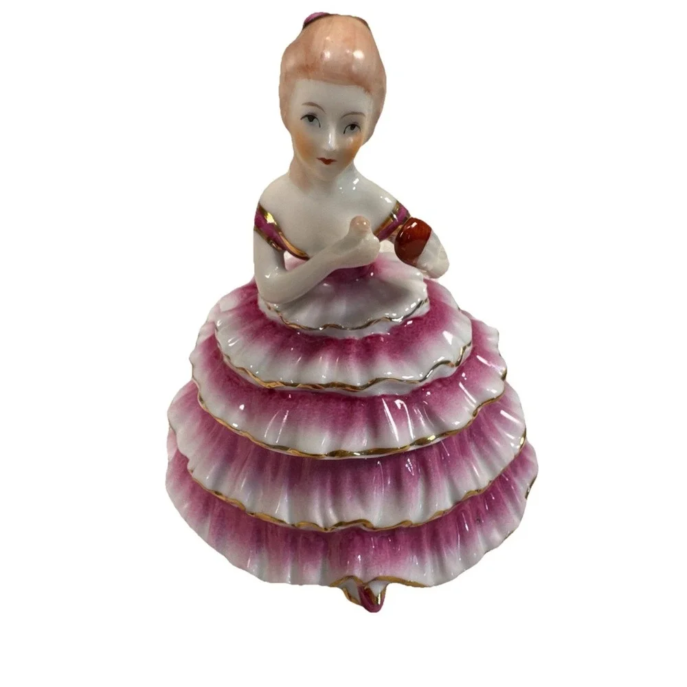 Vintage Limoges China Victorian Lady Powder Trinket Box